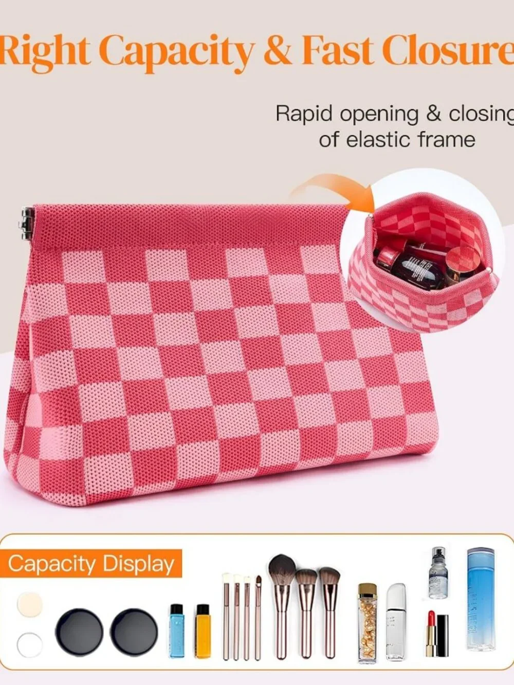 Cute Mini Makeup Bag for Purse, Travel Cosmetic Pouch & Toiletry Organizer